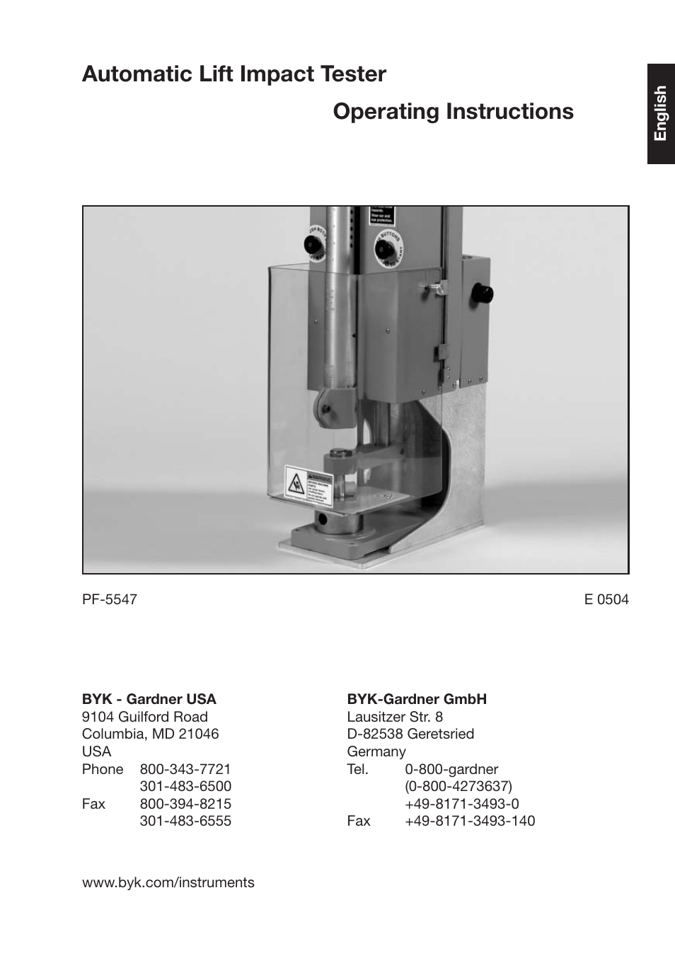 Utomatic¬,ift¬)mpact¬4ester /perating¬)nstructions | ALTANA Automatic Lift Impact Tester User Manual | Page 2 / 24