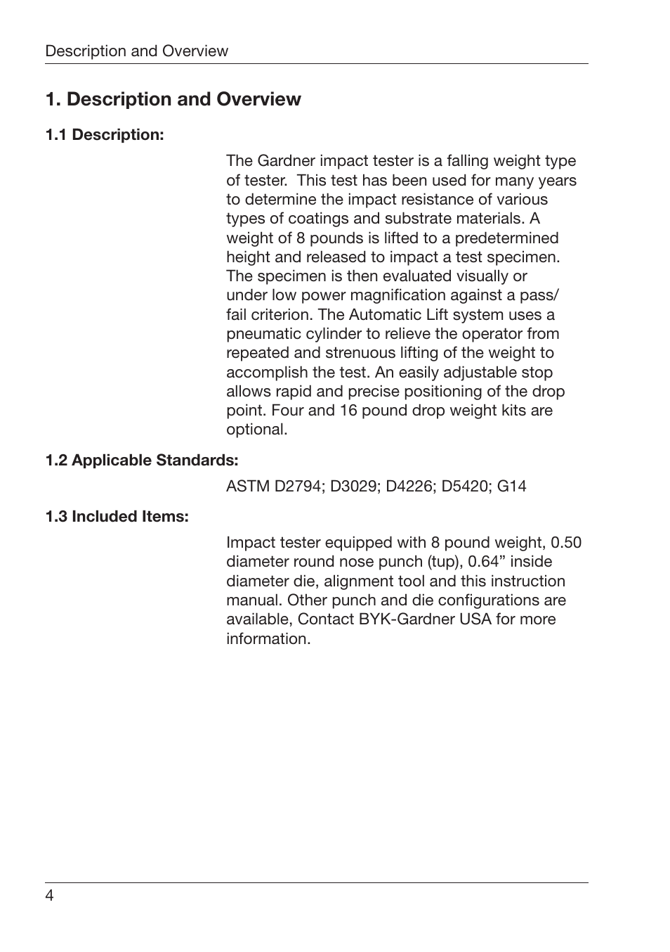 Escription¬and¬/verview | ALTANA Automatic Lift Impact Tester User Manual | Page 5 / 24