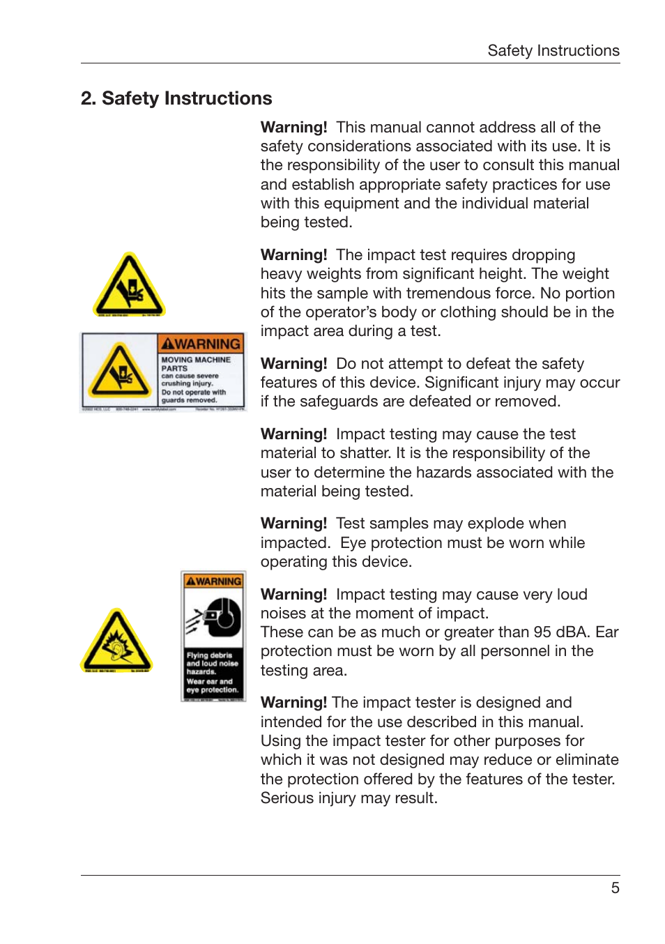 3afety¬)nstructions | ALTANA Automatic Lift Impact Tester User Manual | Page 6 / 24