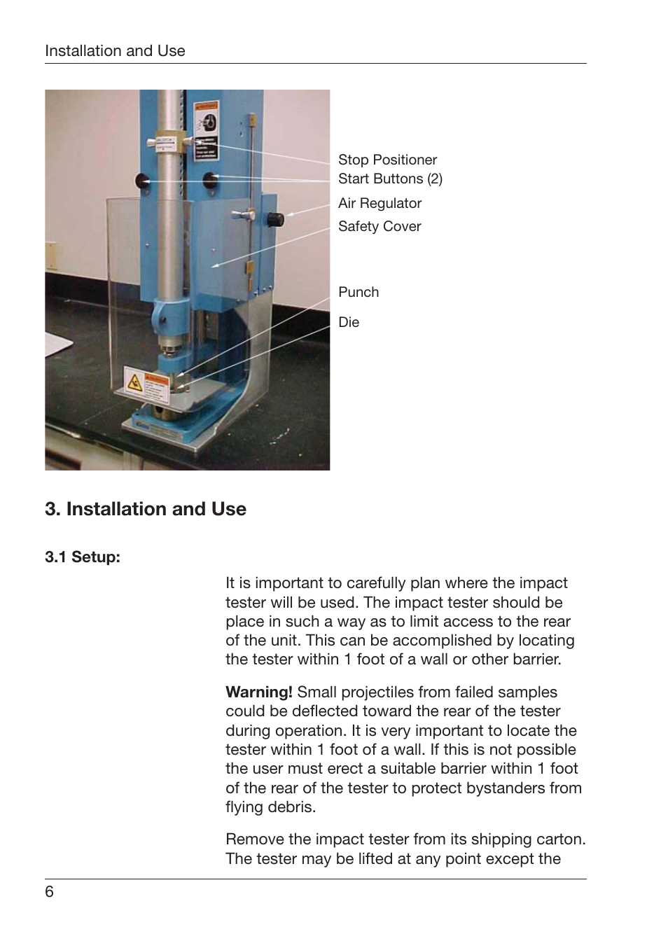 Nstallation¬and¬5se | ALTANA Automatic Lift Impact Tester User Manual | Page 7 / 24
