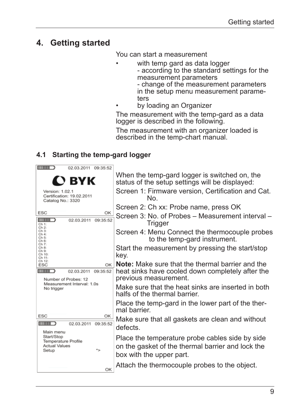 Getting started | ALTANA Temp-Gard 12p Manual User Manual | Page 10 / 26