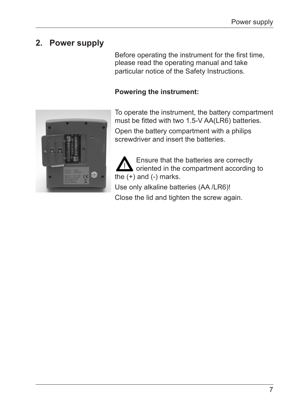 Power supply | ALTANA Temp-Gard 12p Manual User Manual | Page 8 / 26