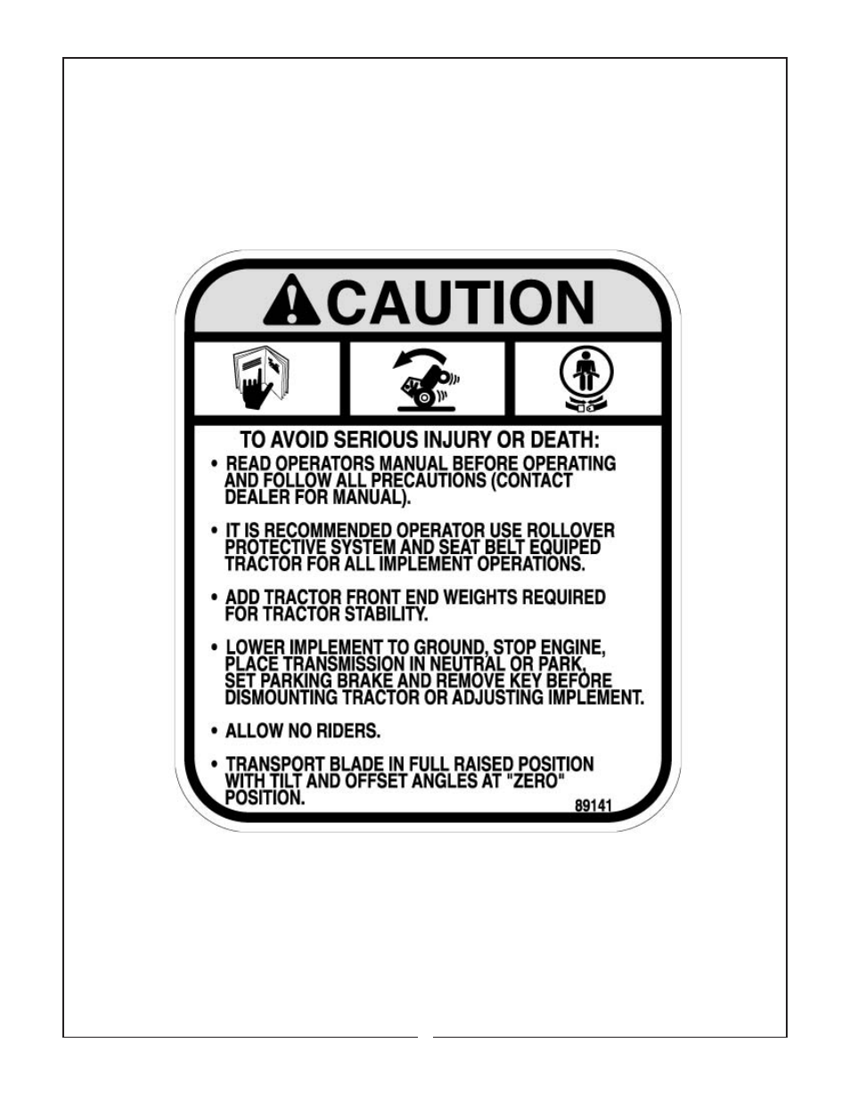 Safety decals | Bush Hog MPG 600 User Manual | Page 10 / 12