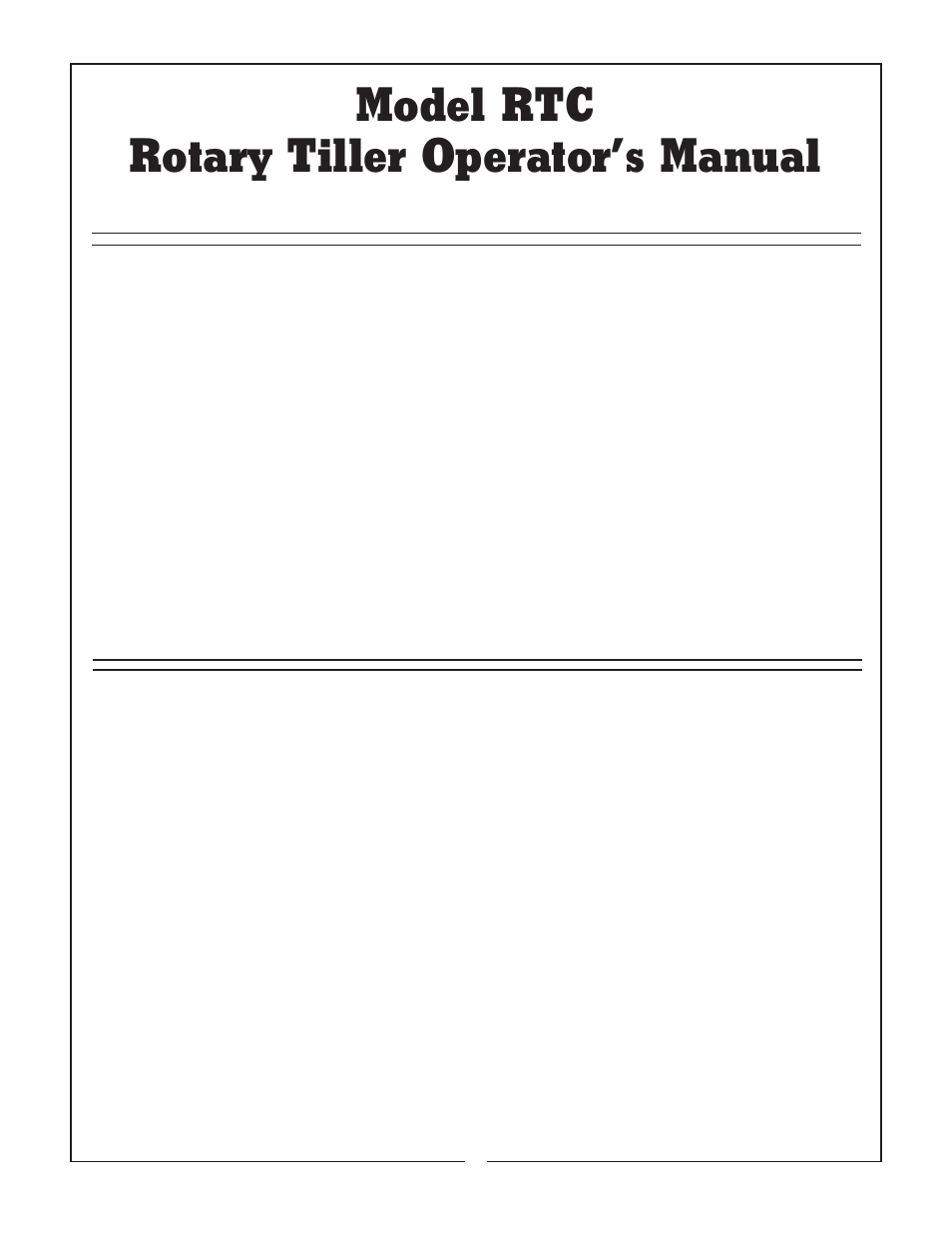 Model rtc rotary tiller operator’s manual | Bush Hog RTC User Manual | Page 3 / 20