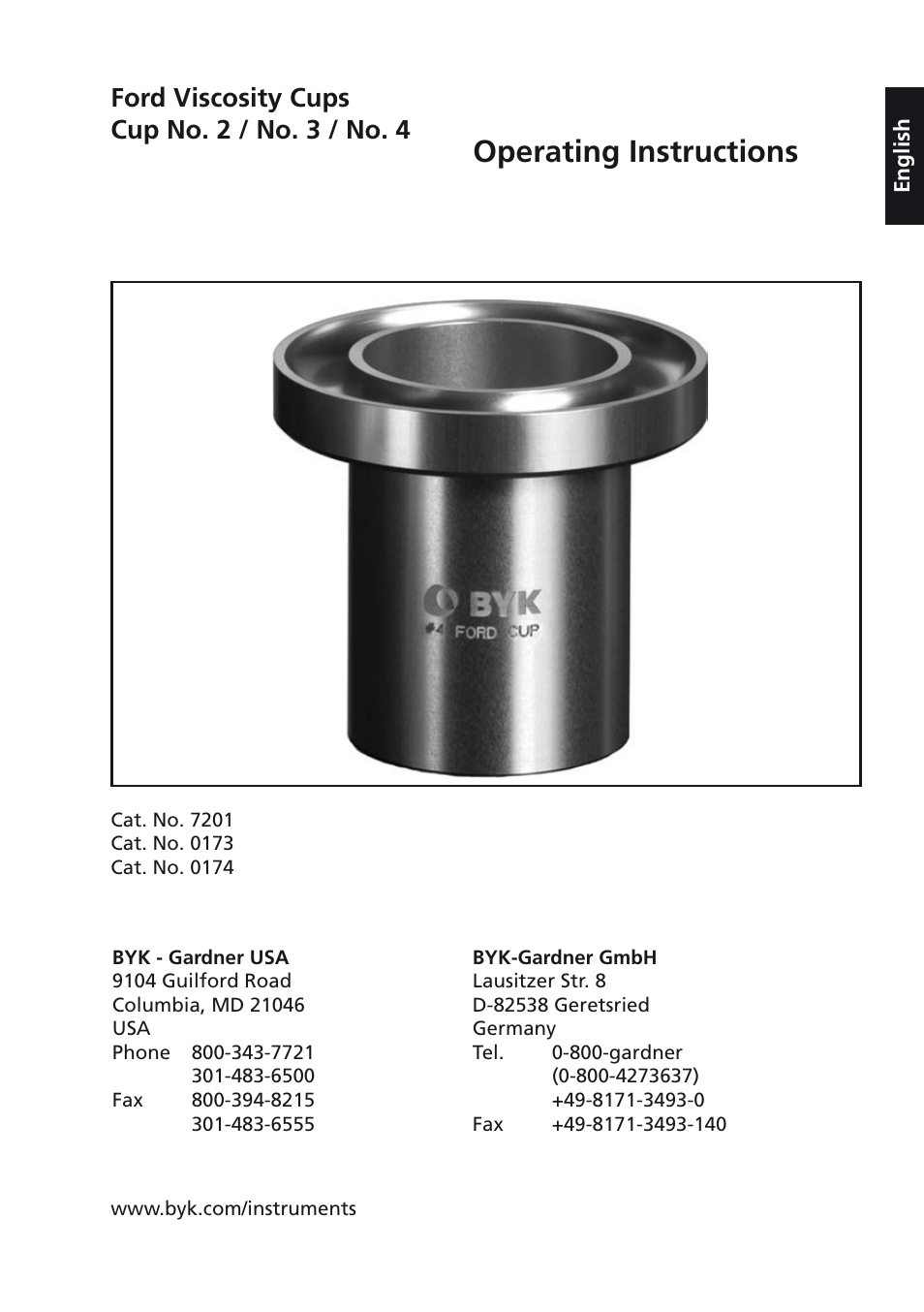 Operating instructions, Ford viscosity cups cup no. 2 / no. 3 / no. 4 | ALTANA Ford Viscosity Cups User Manual | Page 2 / 9