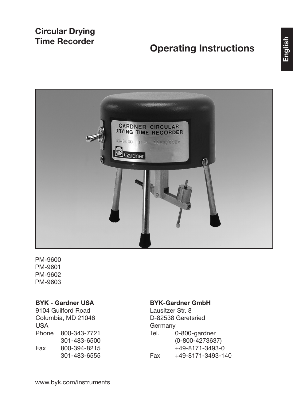 Operating instructions, Circular drying time recorder | ALTANA Circular Drying Time Recorder User Manual | Page 2 / 8