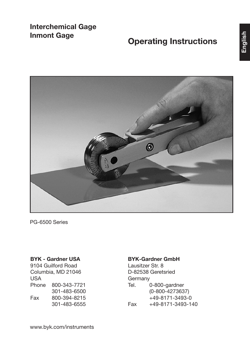Operating instructions, Interchemical gage inmont gage | ALTANA Inmont-Gages User Manual | Page 2 / 10