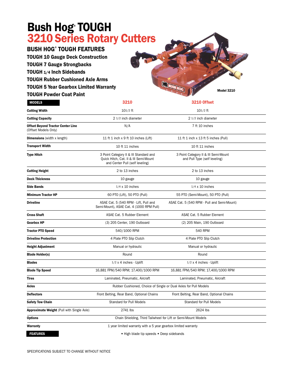 Bush Hog 3210 User Manual | 1 page