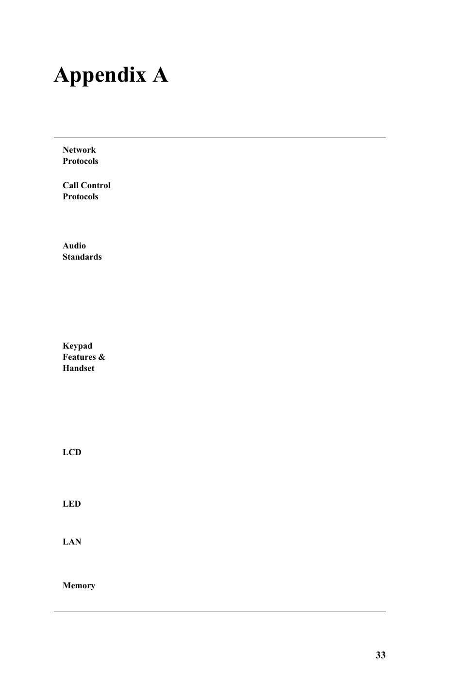 Appendix a, Specifications | AltiGen IP 710 User Manual | Page 41 / 56