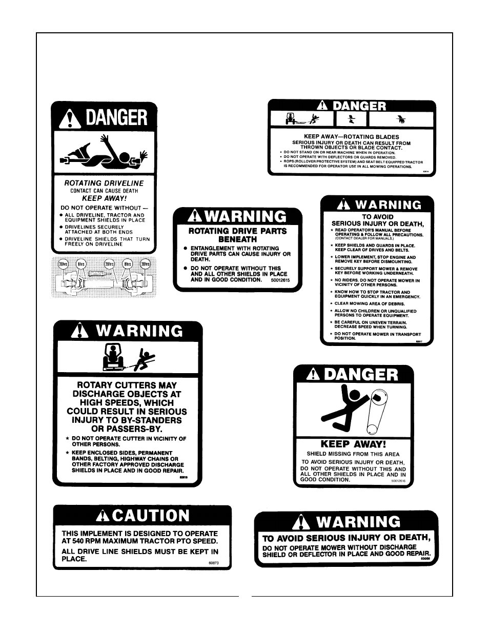 Safety decals | Bush Hog EFM 60 User Manual | Page 18 / 20