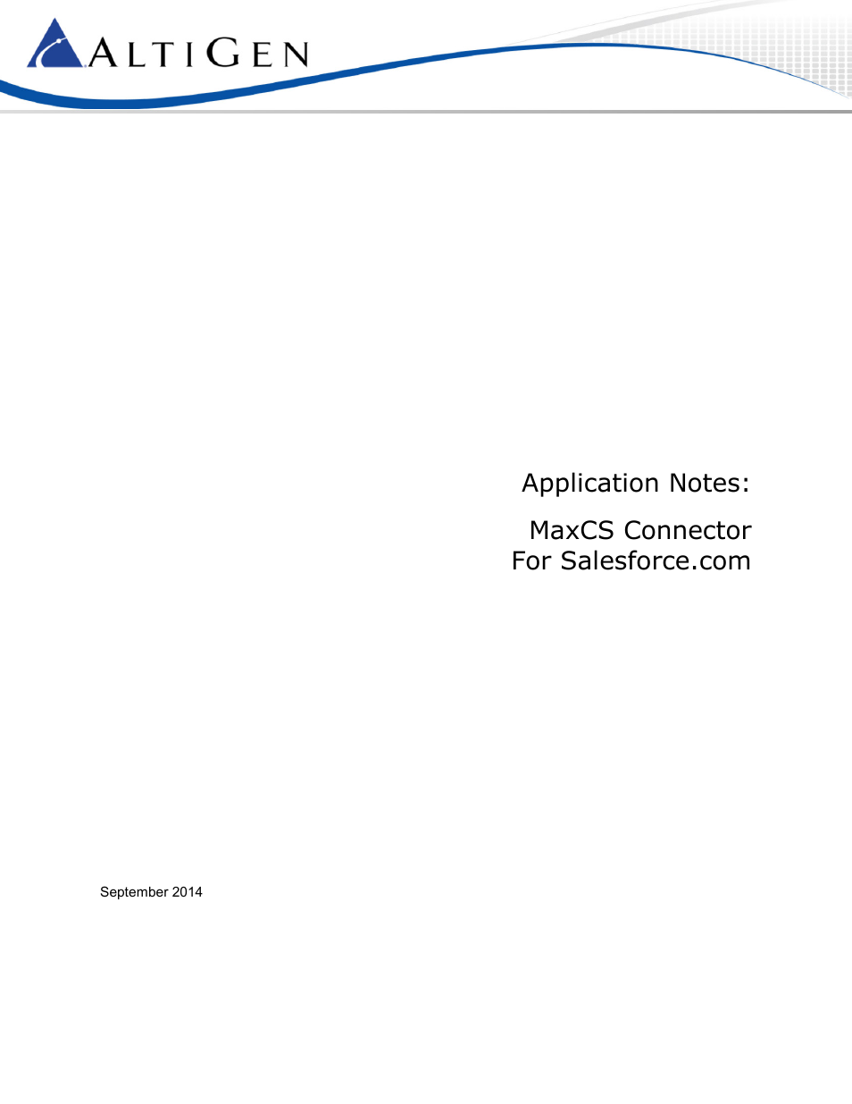 AltiGen MAXCS 7.5 Salesforce Connector Configuration Guide User Manual | 17 pages