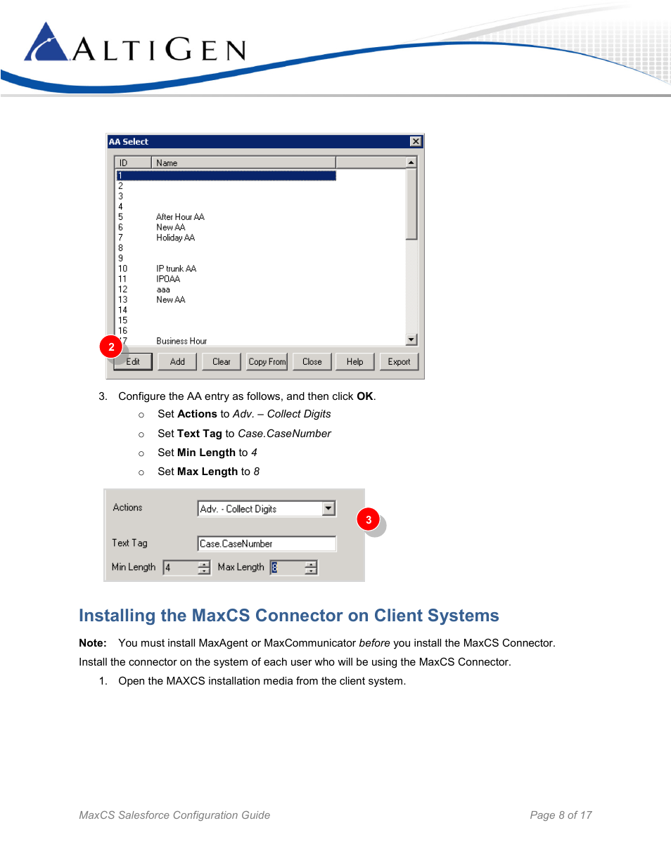 Installing the maxcs connector on client systems | AltiGen MAXCS 7.5 Salesforce Connector Configuration Guide User Manual | Page 8 / 17