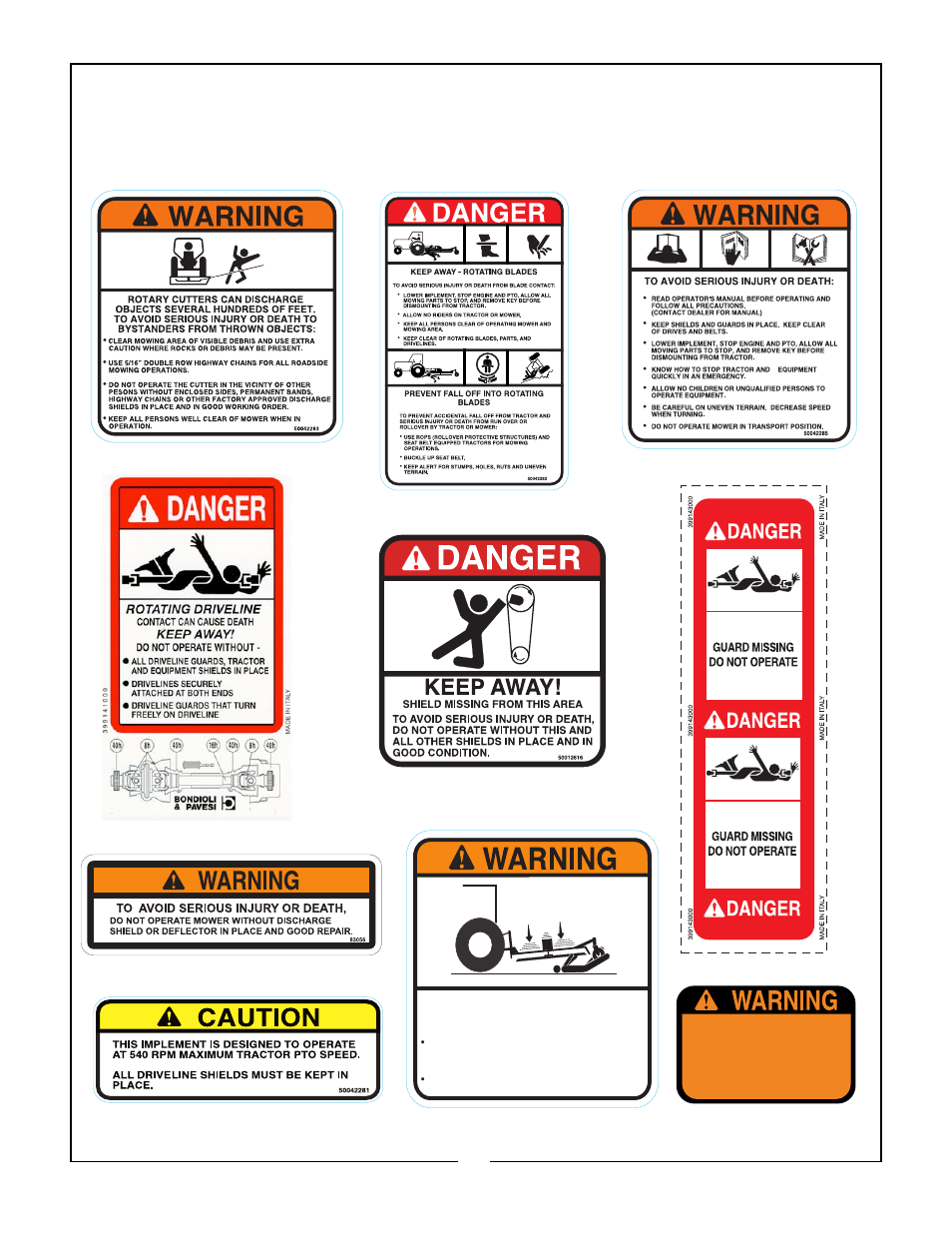 Safety decals | Bush Hog FTH 600 User Manual | Page 17 / 20