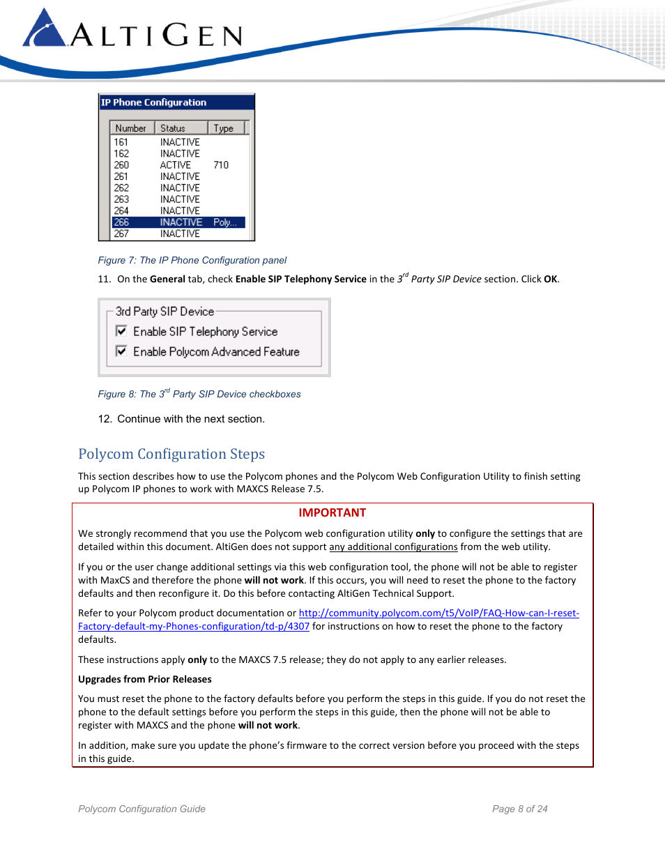 Polycom configuration steps, E 8 d | AltiGen MAXCS 7.5 Polycom Configuration Guide User Manual | Page 8 / 24