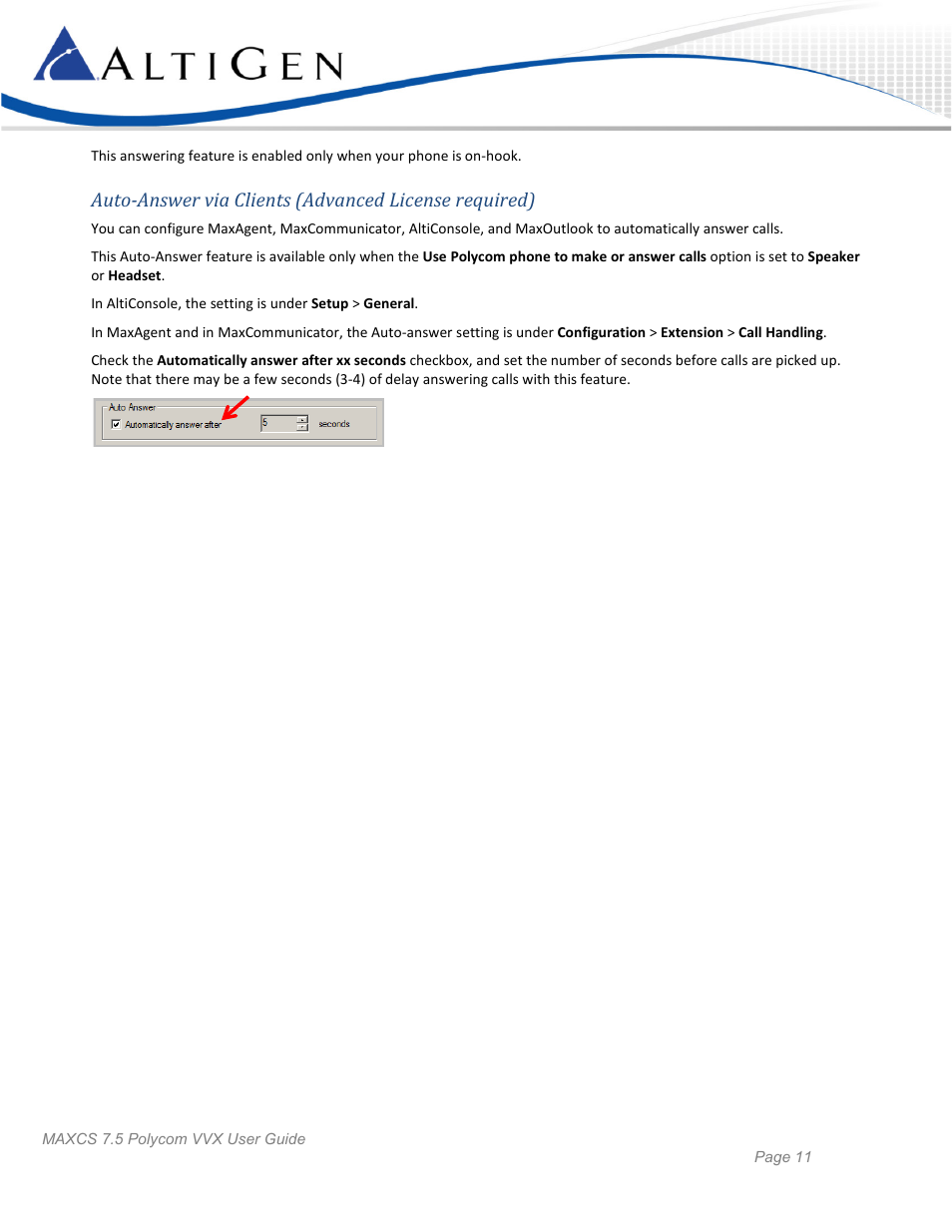 AltiGen MAXCS 7.5 Polycom VVX User Guide User Manual | Page 11 / 11