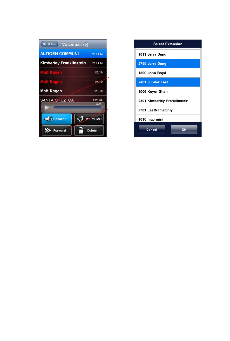 Favorites view | AltiGen MAXCS 7.5 MaxMobile User Guide, iPhone User Manual | Page 22 / 32