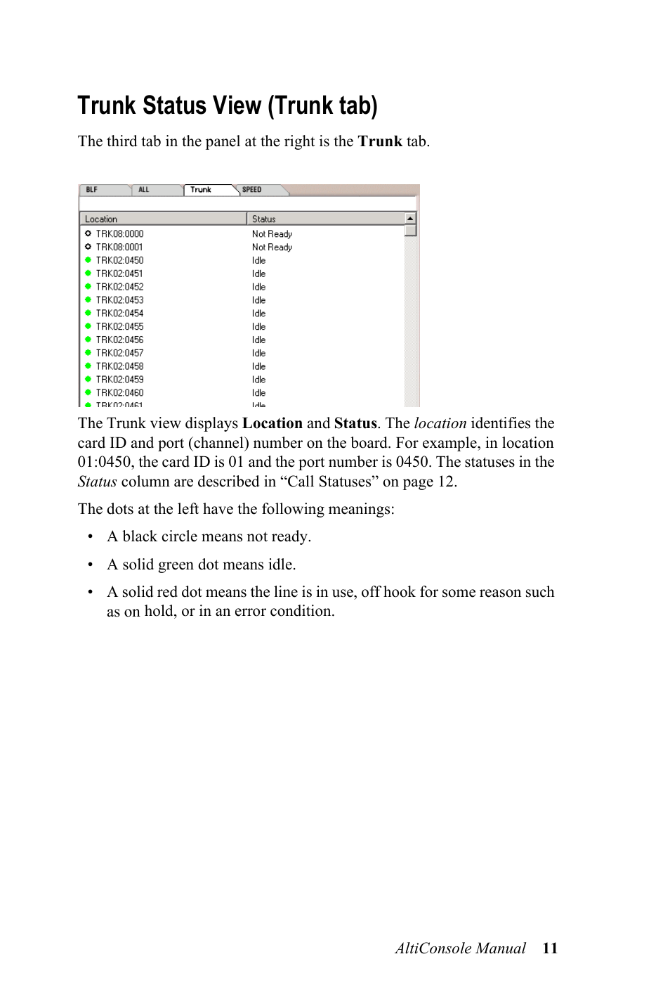 Trunk status view (trunk tab) | AltiGen MAXCS 7.0 Update 1 AltiConsole User Manual | Page 15 / 44