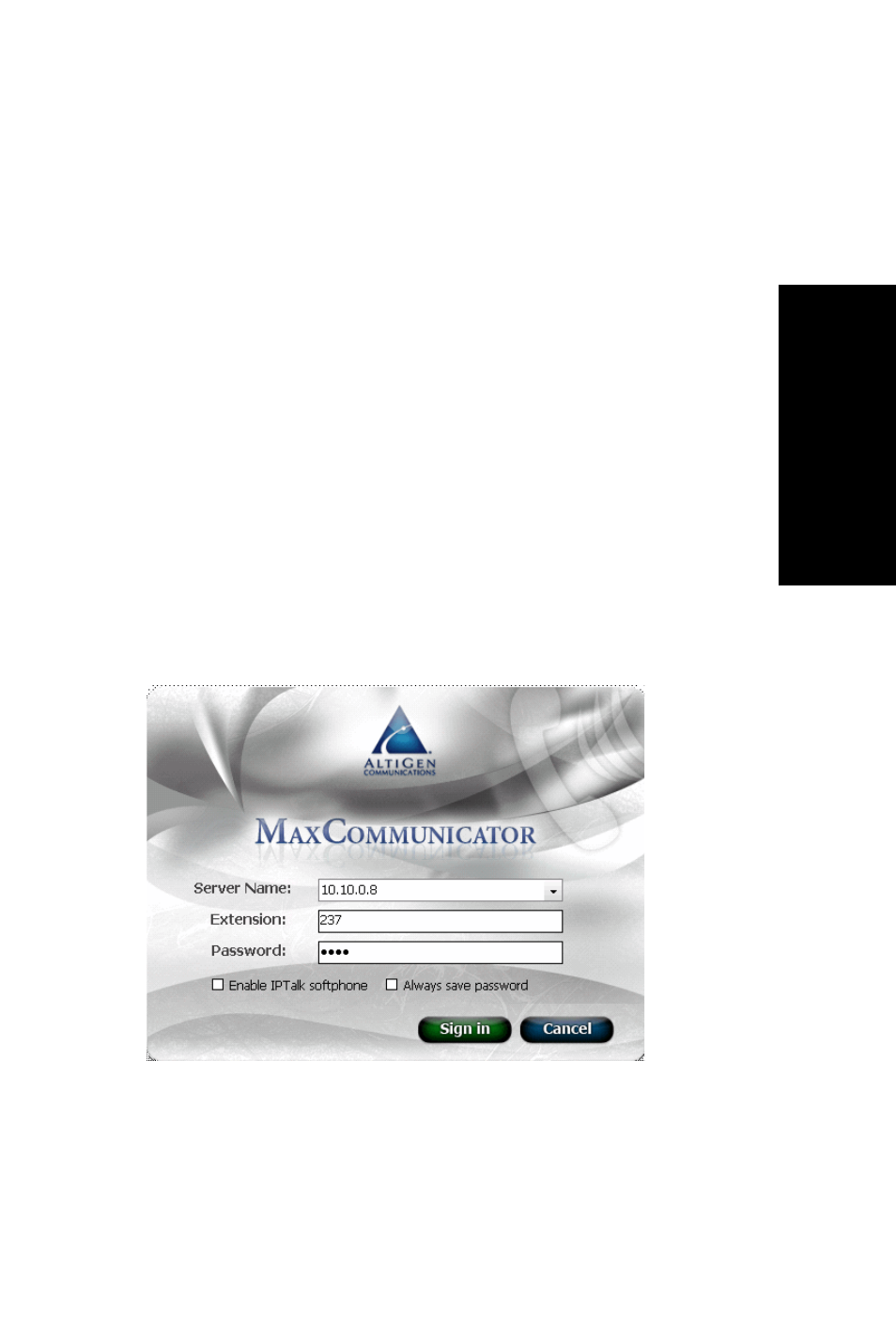 Getting started, Logging in, Hapter | AltiGen MAXCS 7.0 Update 1 MaxCommunicator User Manual | Page 13 / 87