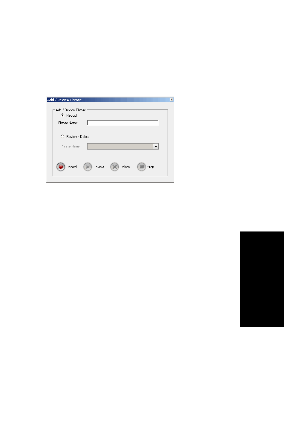 Recording a phrase, Reviewing a phrase | AltiGen MAXCS 7.0 Update 1 MaxCommunicator User Manual | Page 81 / 87
