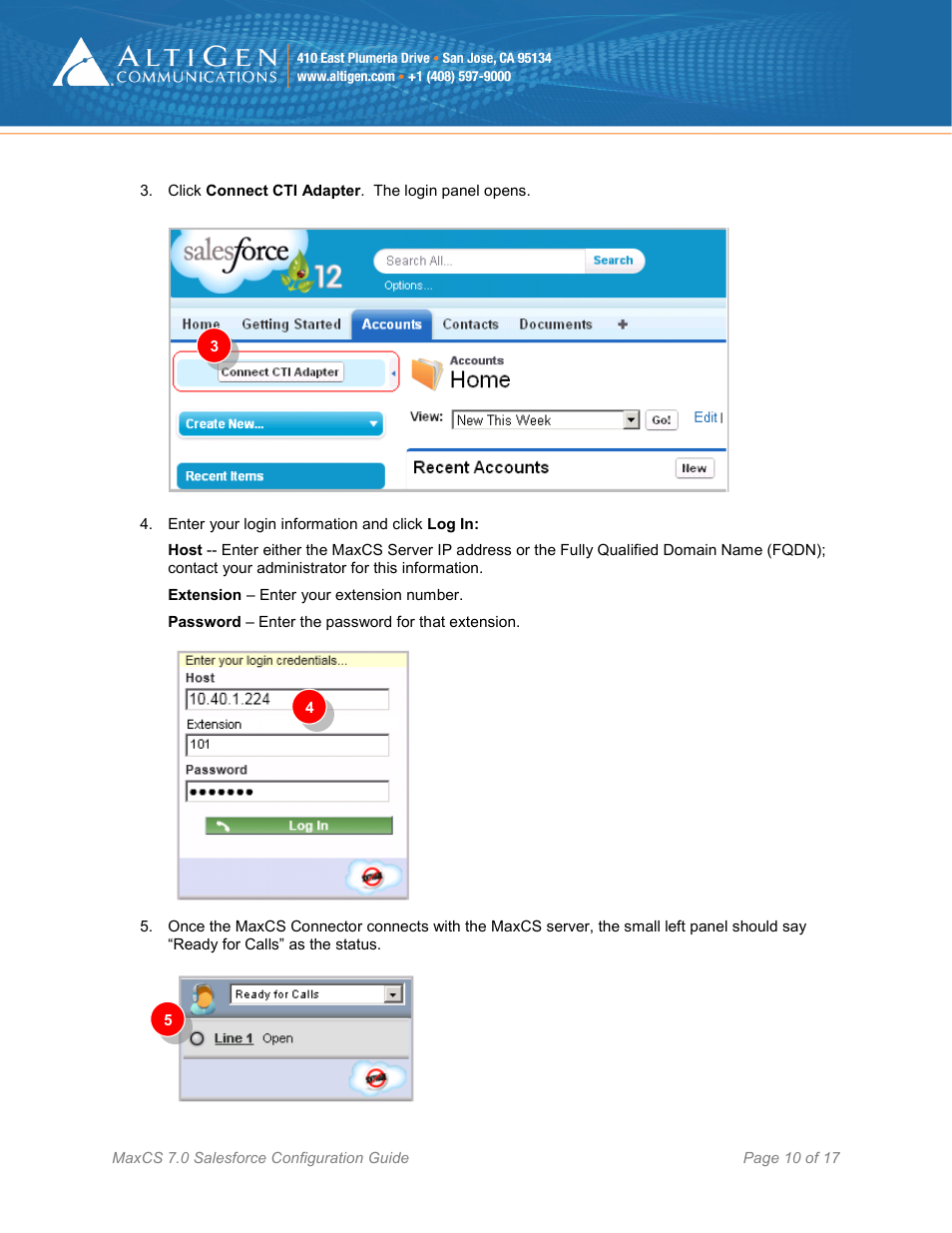 AltiGen MAXCS 7.0 Update 1 Salesforce Connector Configuration Guide User Manual | Page 10 / 17