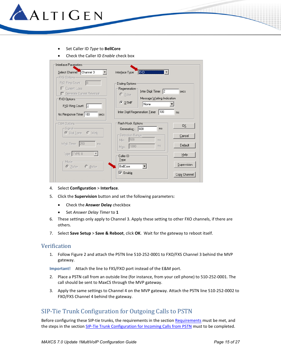 Verification | AltiGen MAXCS 7.0 Update 1 MultiVOIP Configuration User Manual | Page 15 / 27