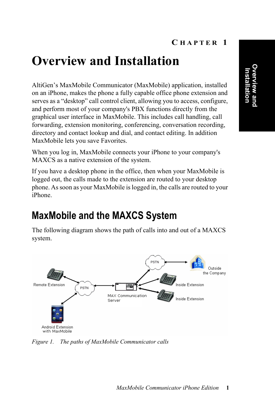 Overview and installation, Maxmobile and the maxcs system, Hapter | AltiGen MAXCS 7.0 Update 1 MaxMobile User Guide for iPhone User Manual | Page 5 / 32