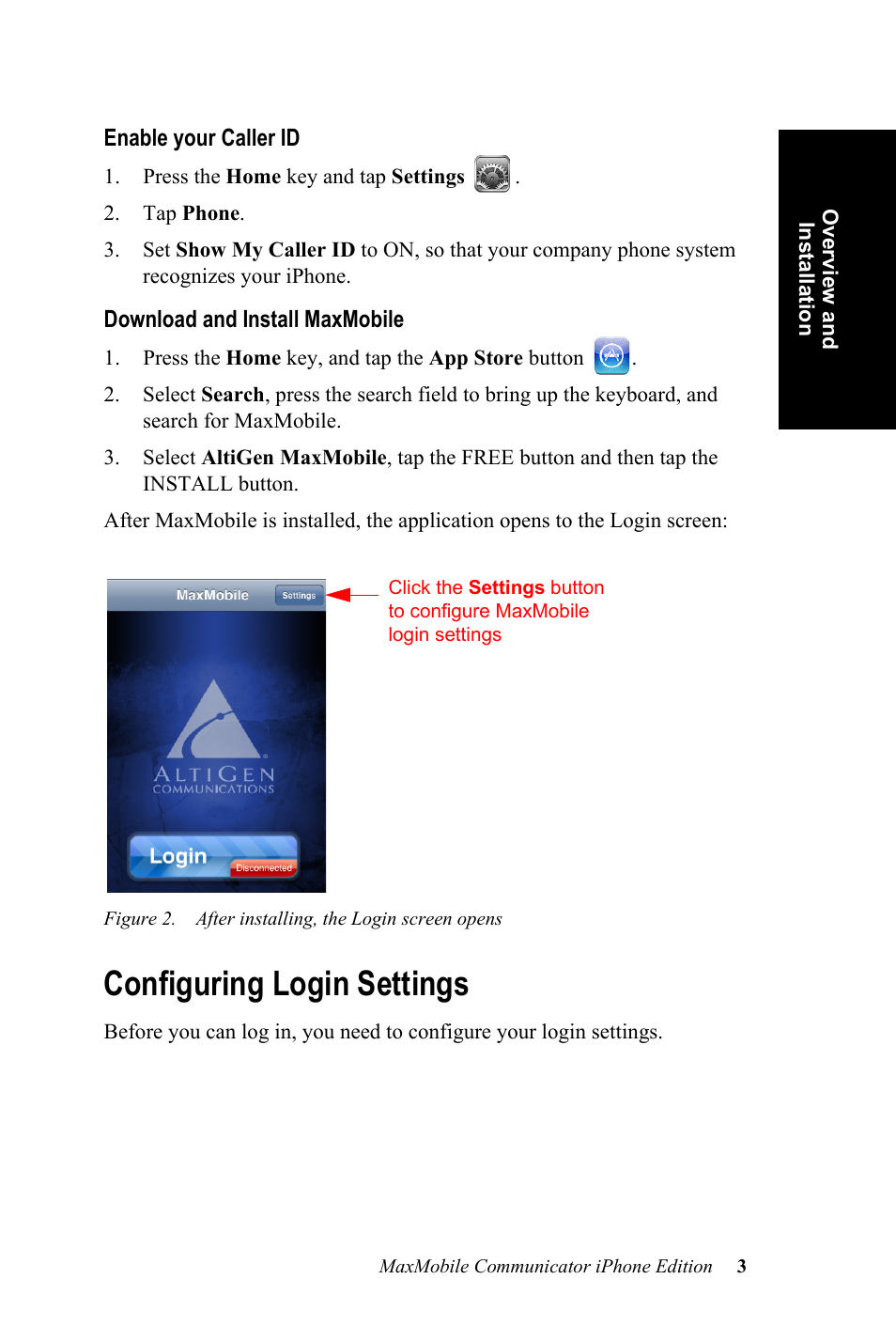 Configuring login settings | AltiGen MAXCS 7.0 Update 1 MaxMobile User Guide for iPhone User Manual | Page 7 / 32