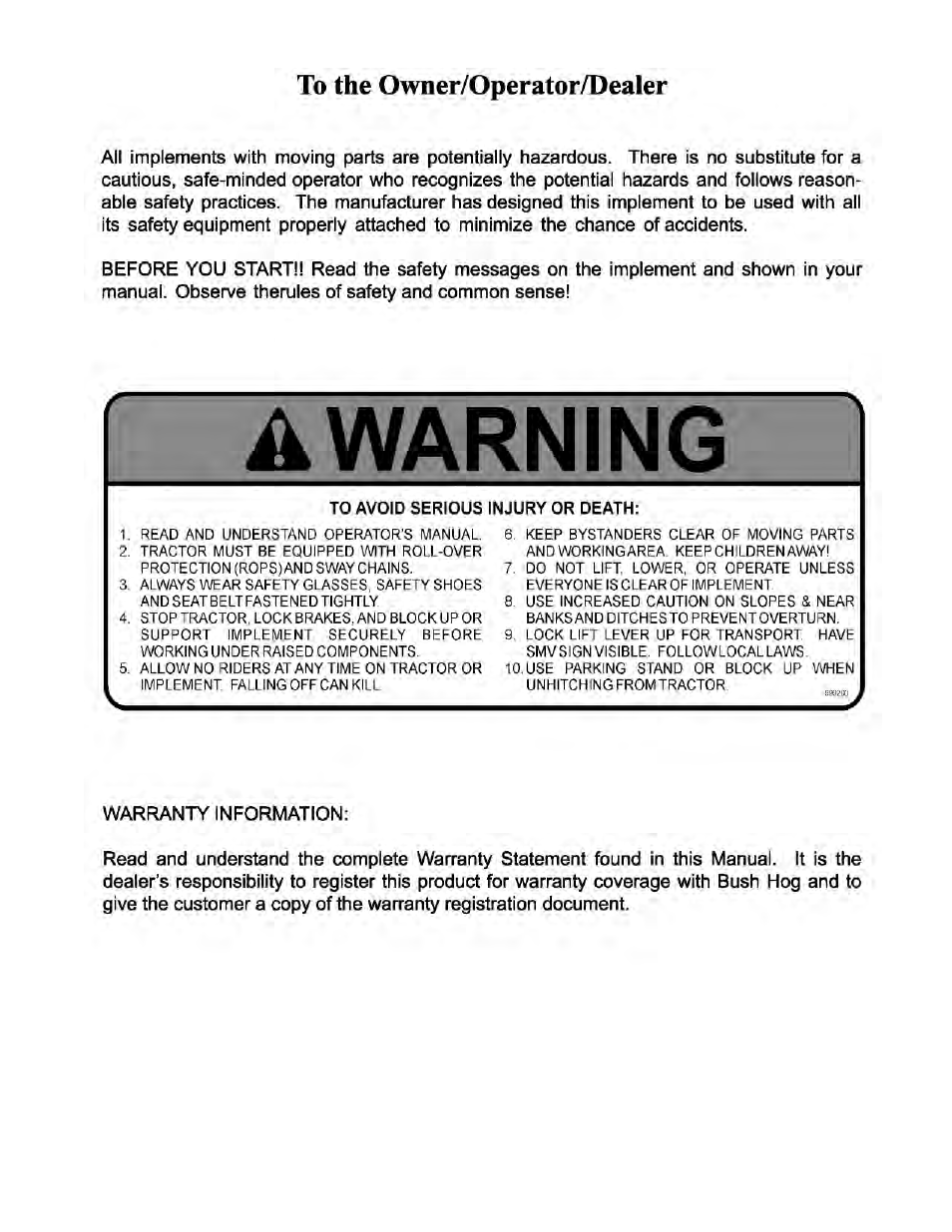 Bush Hog 2297 User Manual | Page 3 / 125