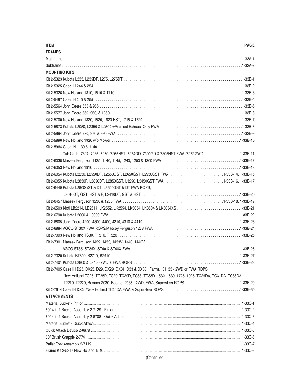 Table of content 2297 front end loader | Bush Hog 2297 User Manual | Page 5 / 125