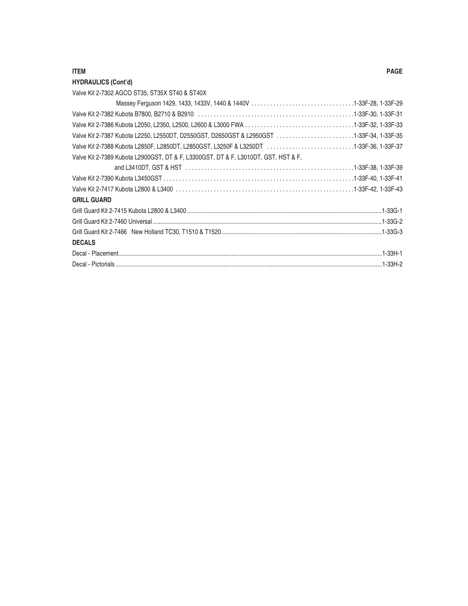 Table of content, cont’d 2297 front end loader | Bush Hog 2297 User Manual | Page 7 / 125