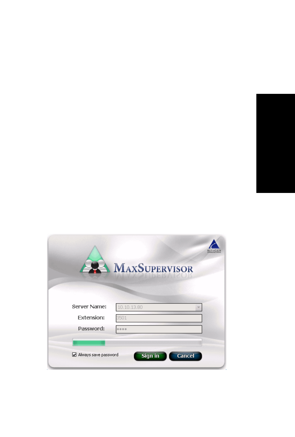 Getting started, Logging in, Hapter | AltiGen MAXCS 7.0 Update 1 MaxSupervisor User Manual | Page 11 / 42