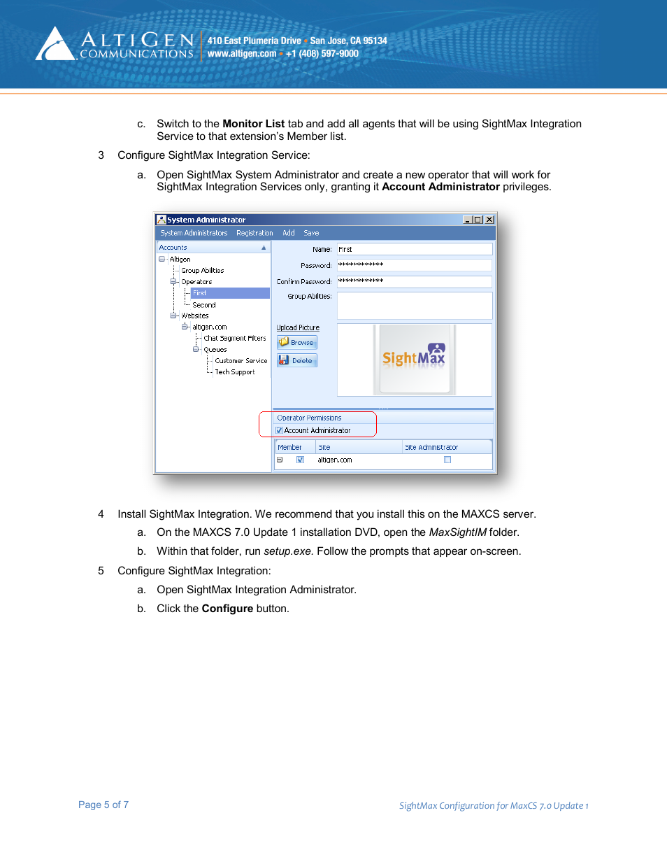 AltiGen MAXCS 7.0 Update 1 SightMax User Manual | Page 5 / 7