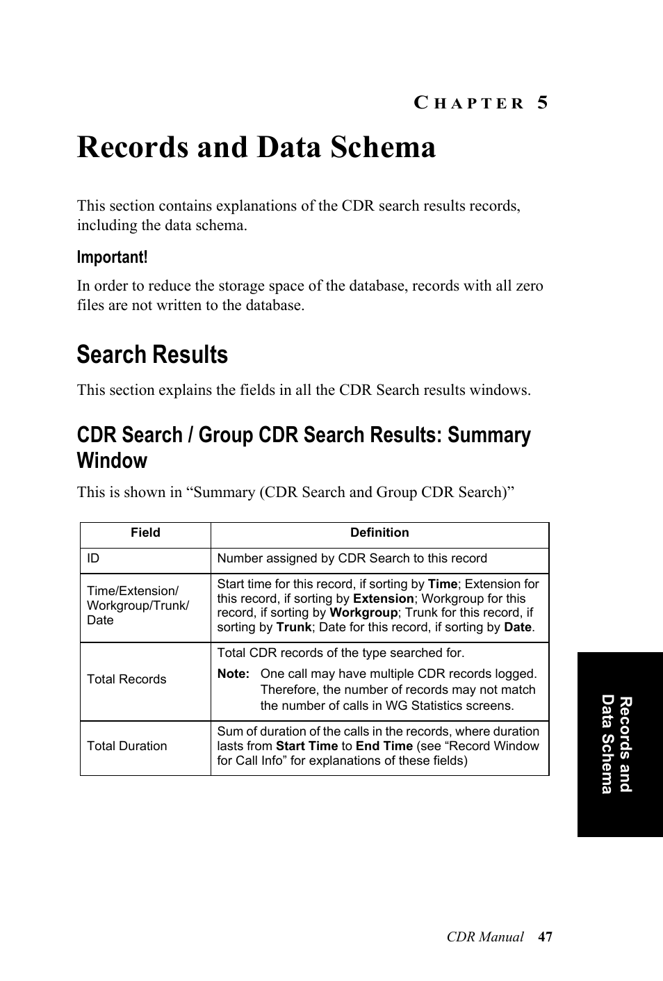 Records and data schema, Search results, Hapter | AltiGen MAXCS 7.0 CDR User Manual | Page 51 / 95
