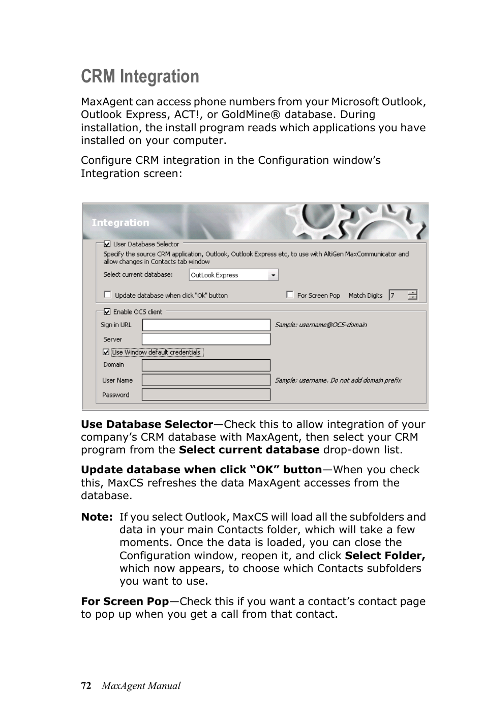 Crm integration | AltiGen MAXCS 7.0 MaxAgent User Manual | Page 78 / 93
