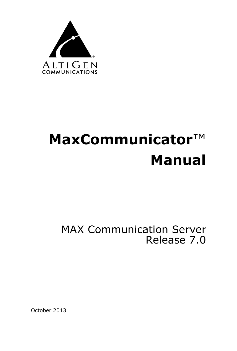 AltiGen MAXCS 7.0 MaxCommunicator User Manual | 87 pages