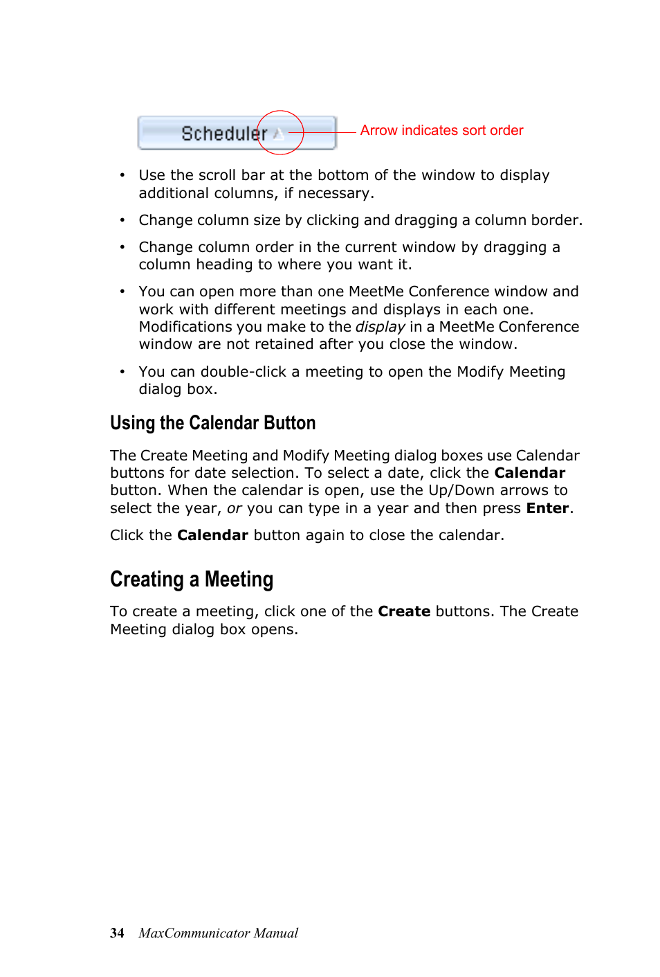 Creating a meeting, Using the calendar button | AltiGen MAXCS 7.0 MaxCommunicator User Manual | Page 40 / 87
