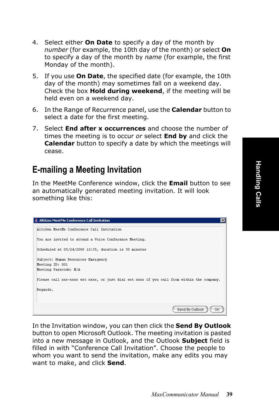 E-mailing a meeting invitation | AltiGen MAXCS 7.0 MaxCommunicator User Manual | Page 45 / 87
