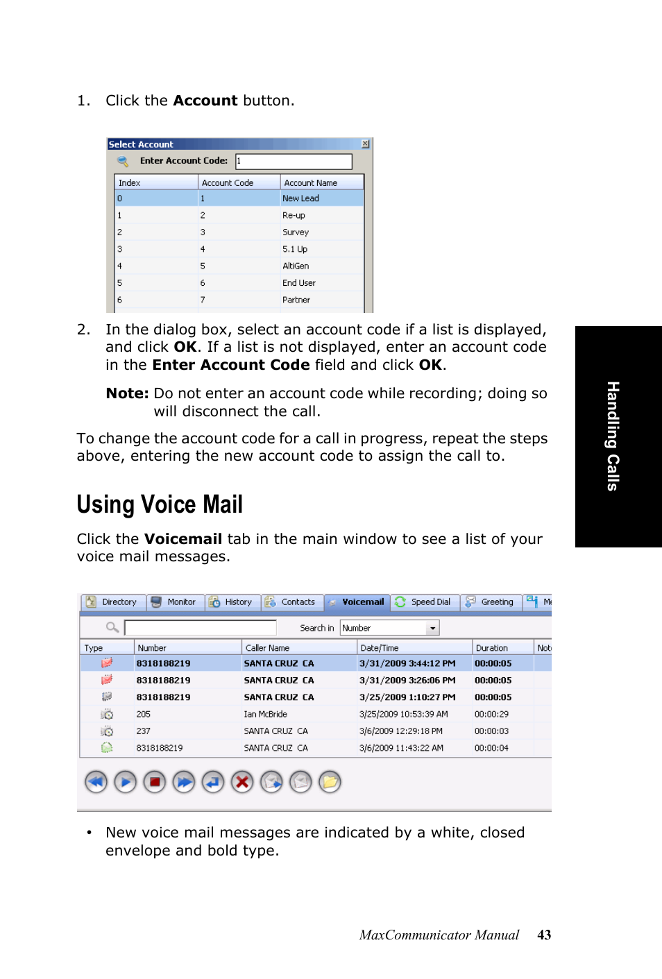 Using voice mail | AltiGen MAXCS 7.0 MaxCommunicator User Manual | Page 49 / 87