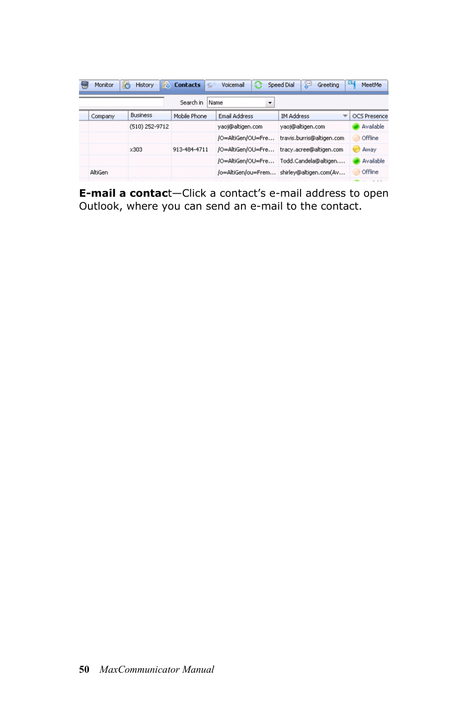 AltiGen MAXCS 7.0 MaxCommunicator User Manual | Page 56 / 87