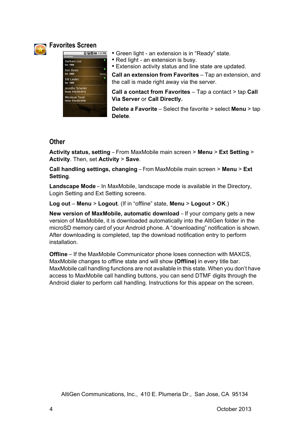 AltiGen MAXCS 7.0 MaxMobile Quick Reference for Android Phone User Manual | Page 4 / 4