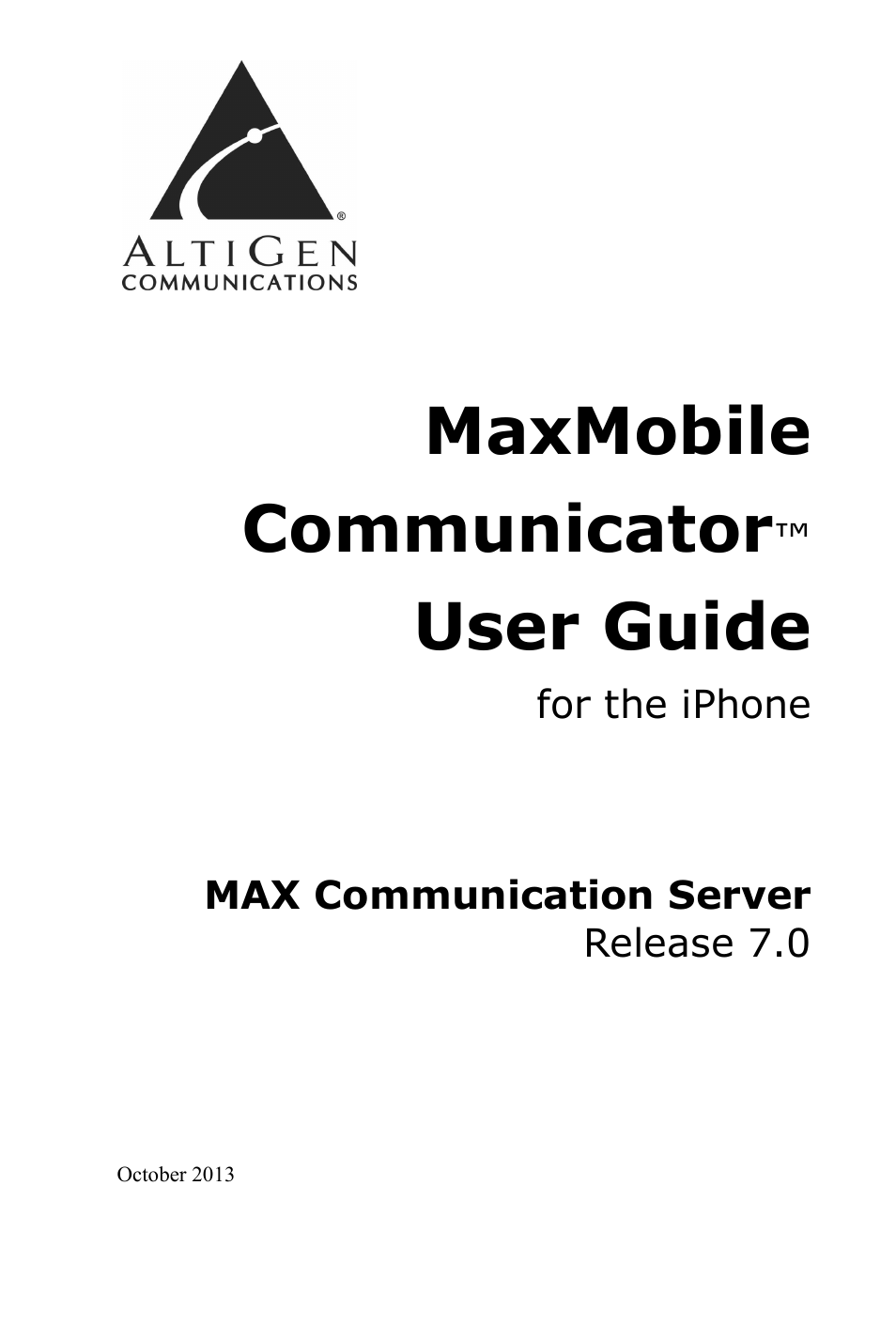 AltiGen MAXCS 7.0 MaxMobile User Guide for iPhone User Manual | 32 pages