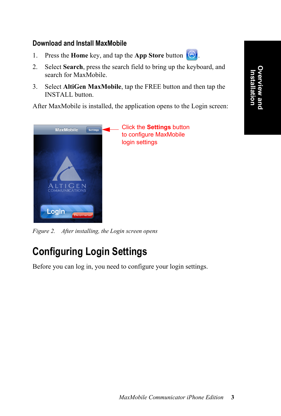 Configuring login settings | AltiGen MAXCS 7.0 MaxMobile User Guide for iPhone User Manual | Page 7 / 32