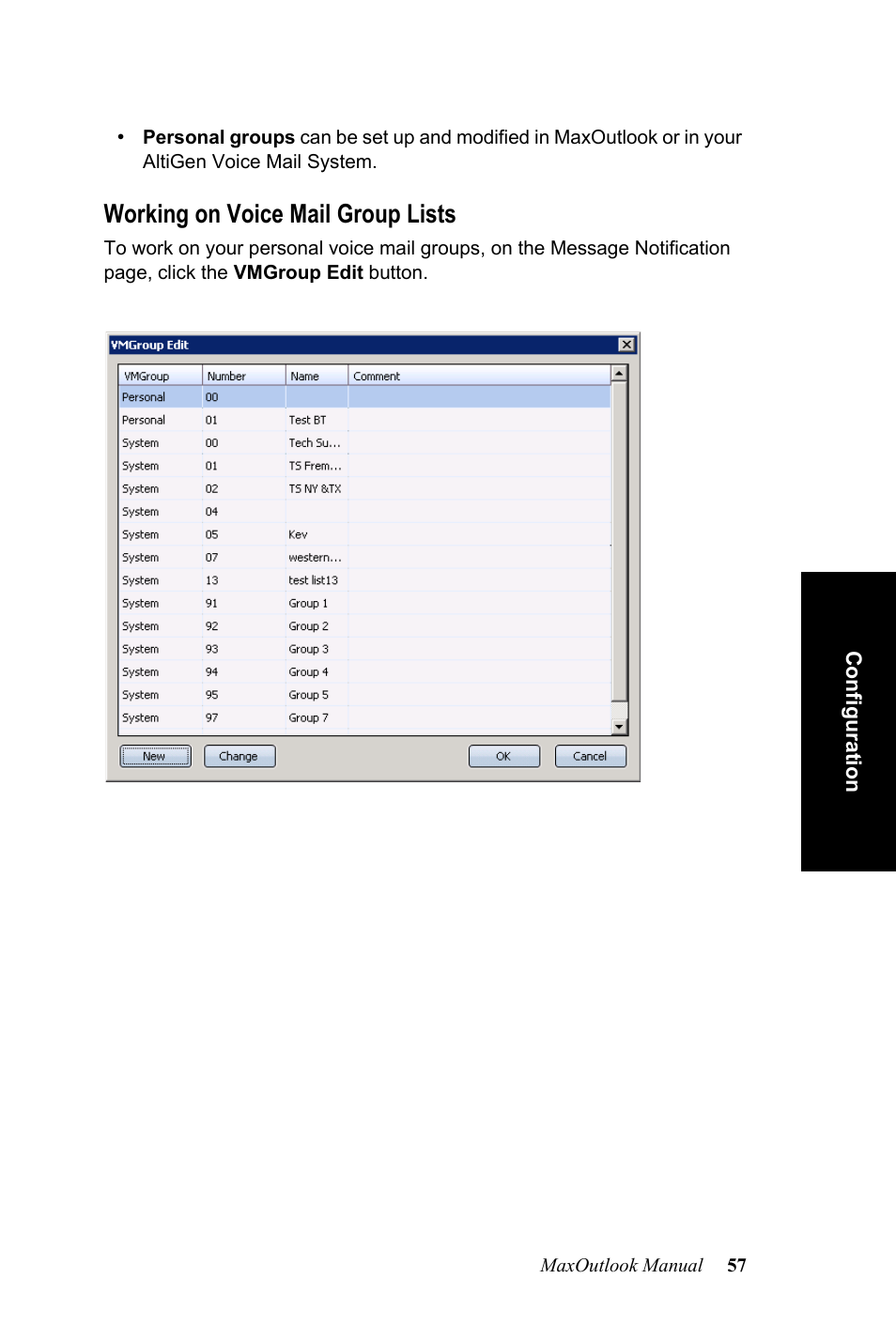 Working on voice mail group lists | AltiGen MAXCS 7.0 MaxOutlook User Manual | Page 63 / 81