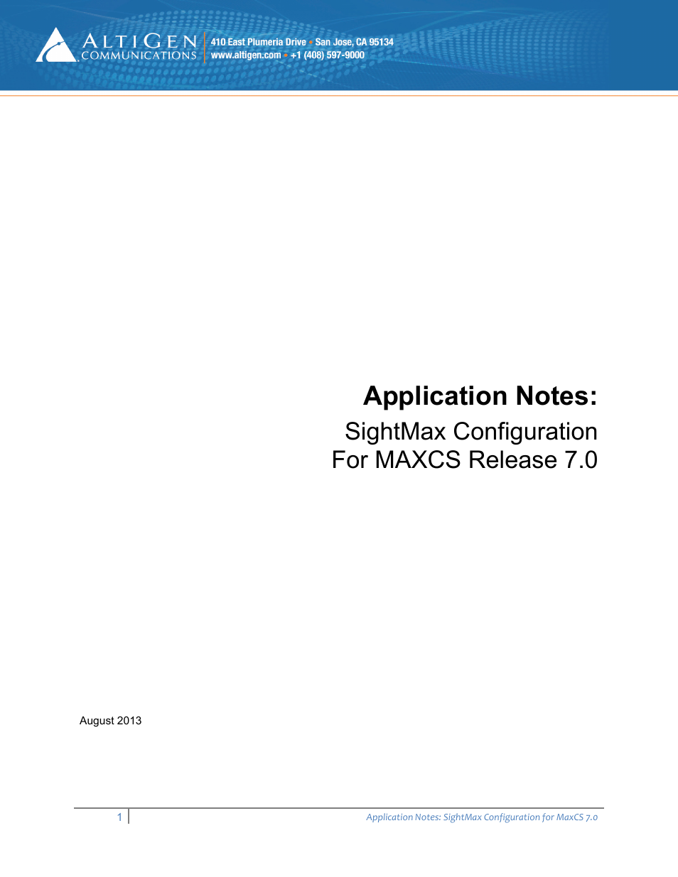 AltiGen MAXCS 7.0 SightMax User Manual | 6 pages