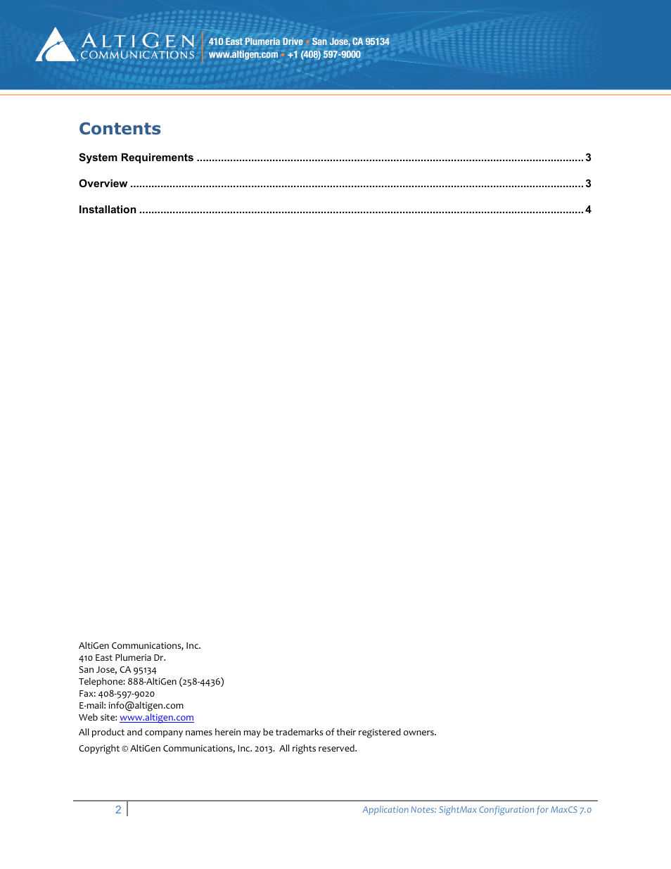 AltiGen MAXCS 7.0 SightMax User Manual | Page 2 / 6