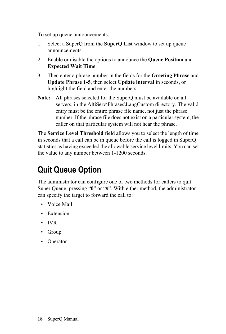 Quit queue option | AltiGen MAXCS 7.0 SuperQ User Manual | Page 22 / 44