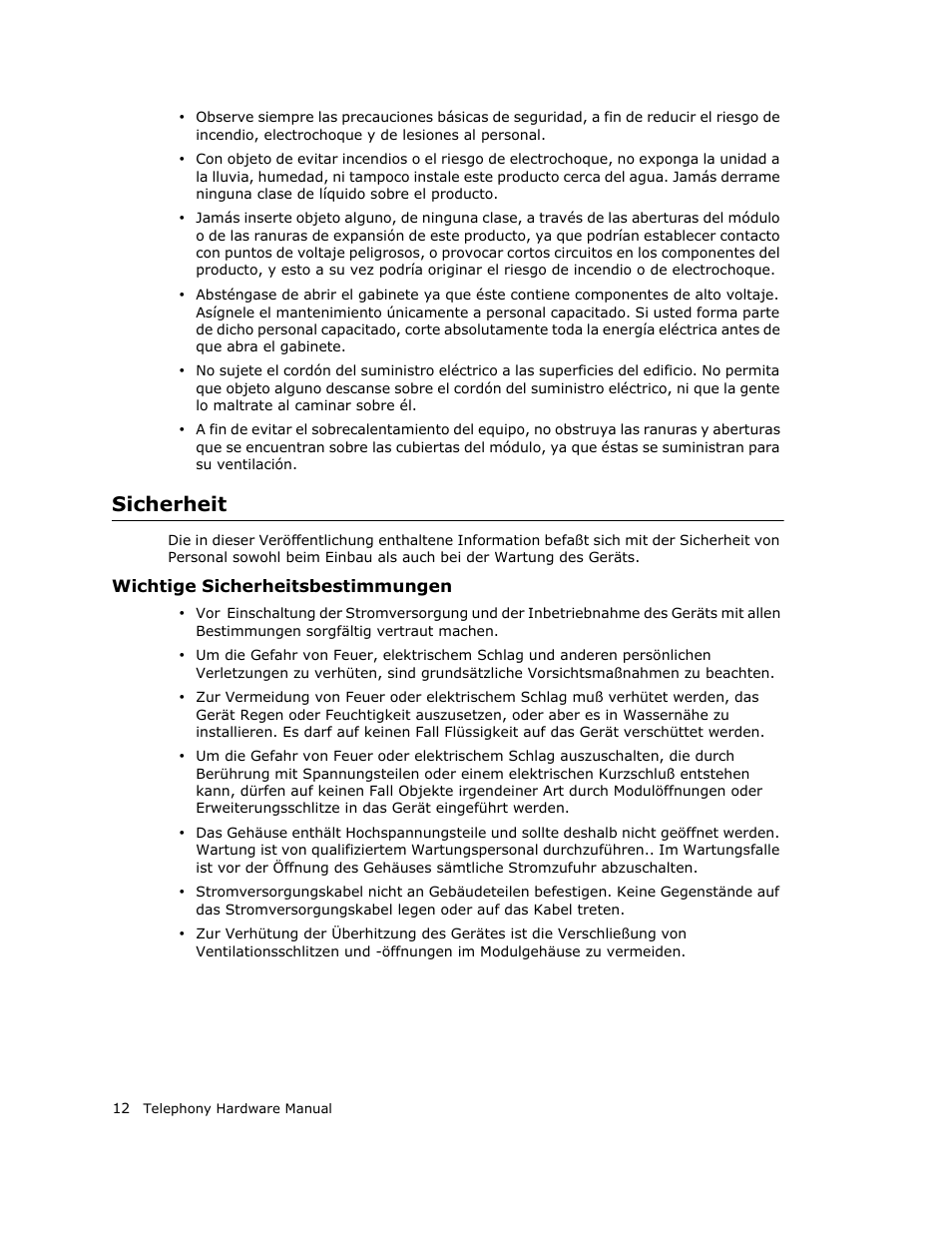 Sicherheit | AltiGen MAXCS 7.0 Telephony Hardware User Manual | Page 18 / 68