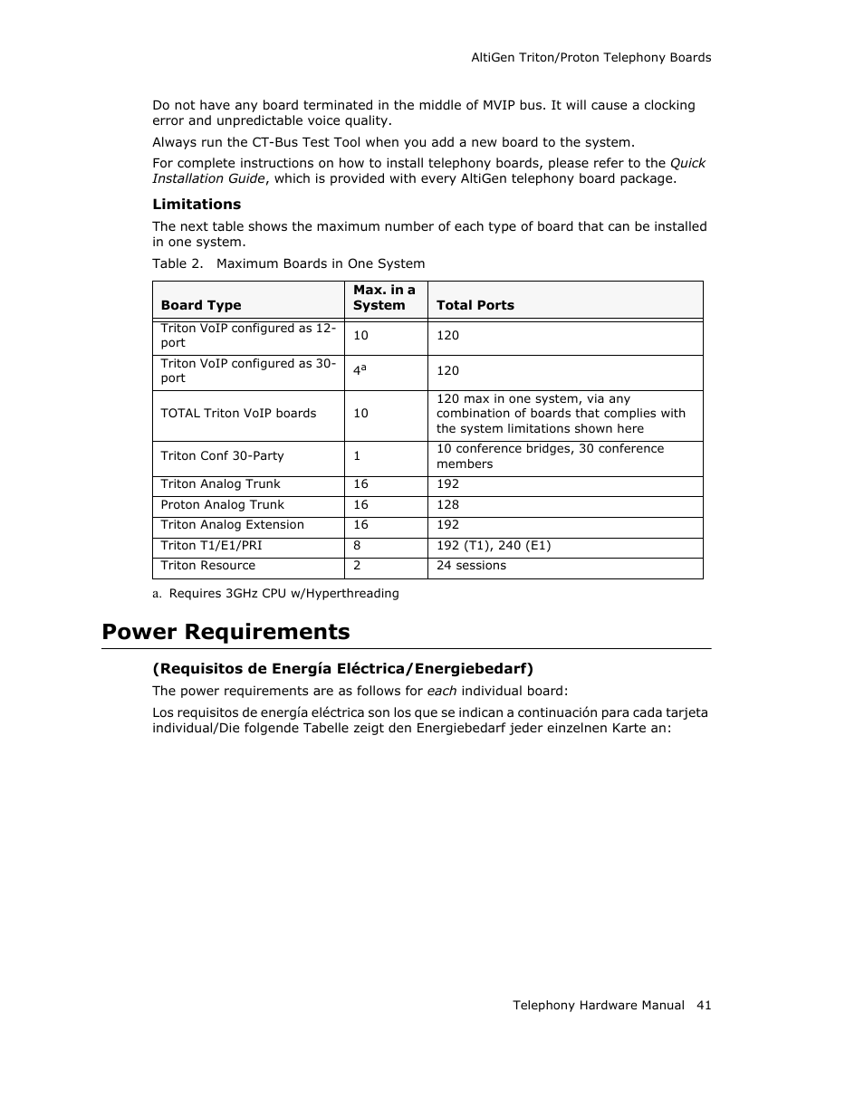 Power requirements | AltiGen MAXCS 7.0 Telephony Hardware User Manual | Page 47 / 68