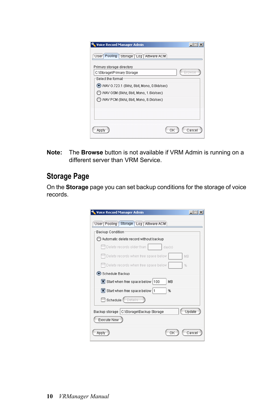 Storage page | AltiGen MAXCS 7.0 VRManager User Manual | Page 14 / 32