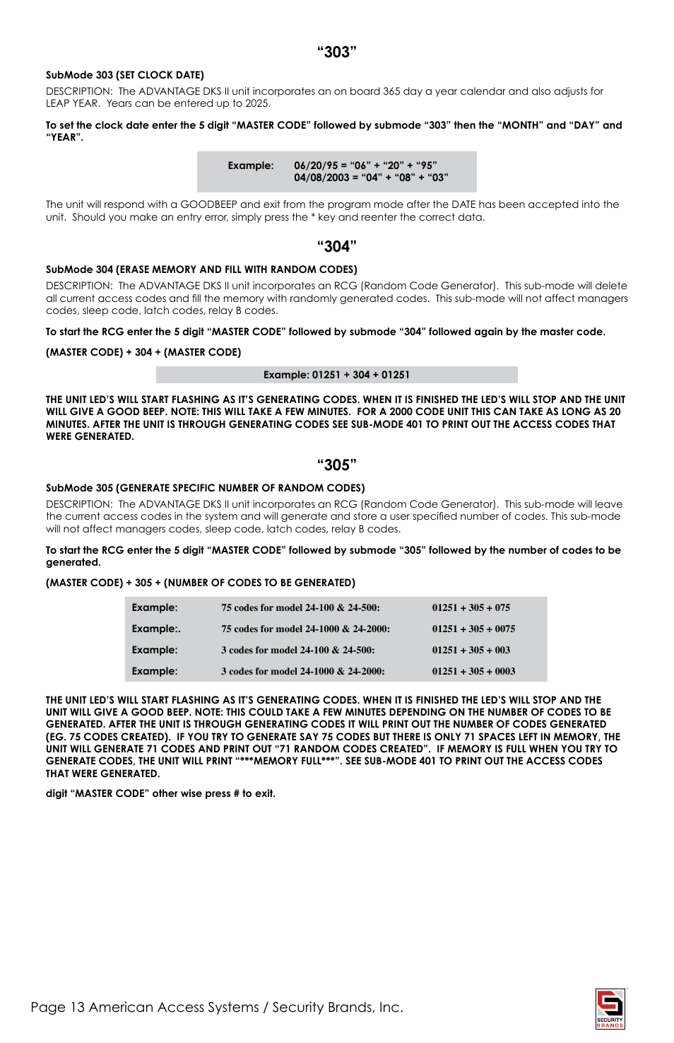 American Access Systems Advantage DKSII - Regular - 24-1000i User Manual | Page 13 / 20